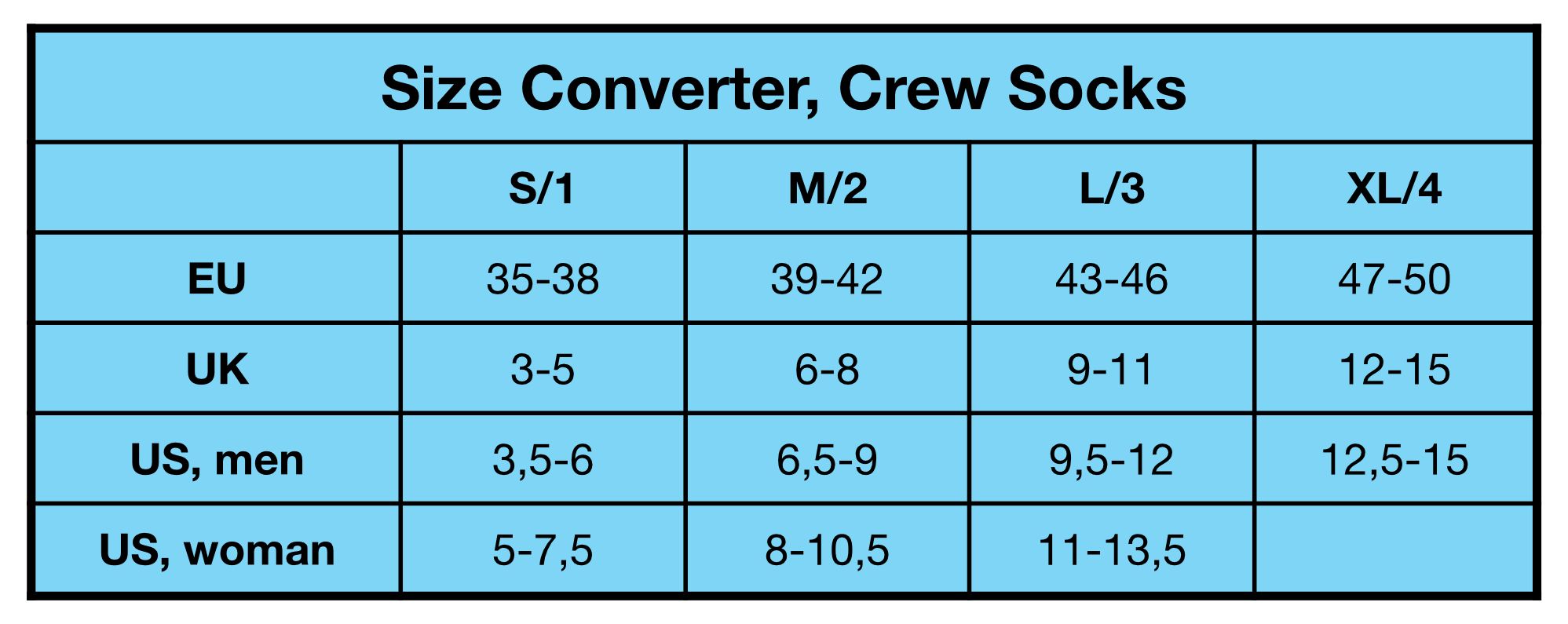 ReflexWear® Socks (Thick with Terry) (Art. 20) size converter