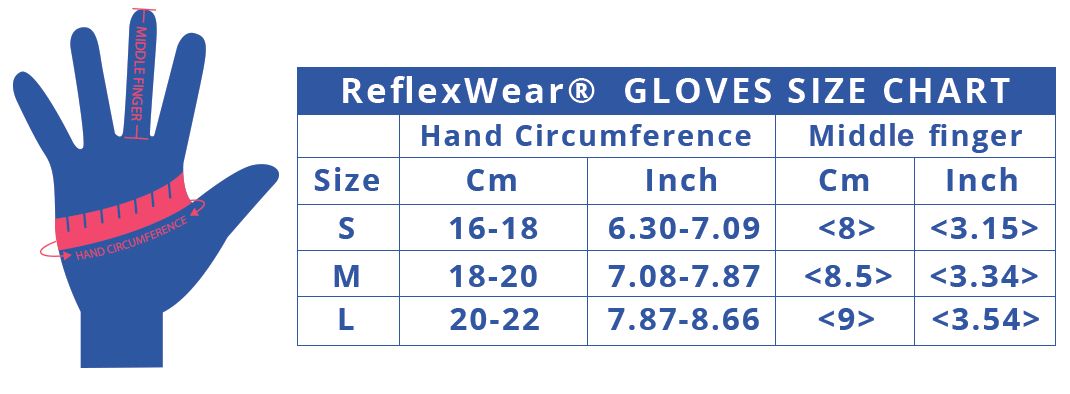 ReflexWear® Therapeutic - Gloves, without fingertips size converter